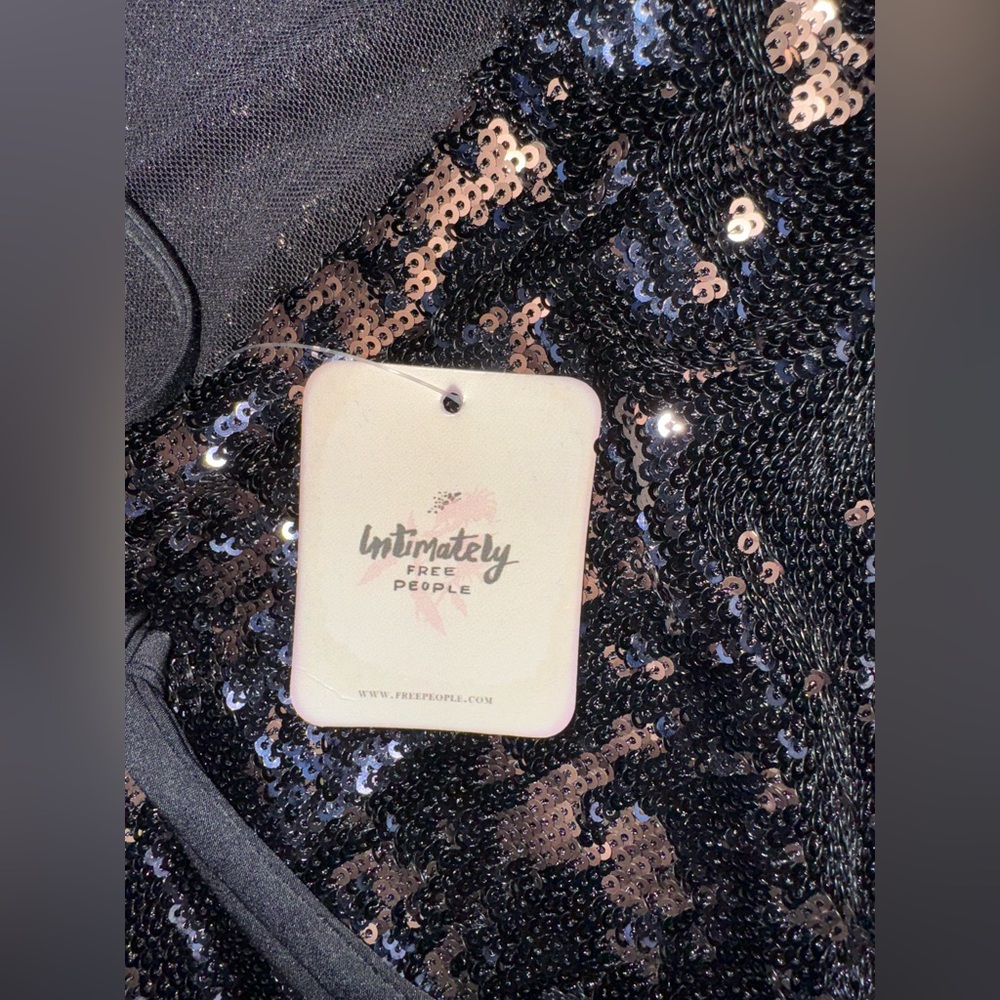 Free People - Bronze Sequin Black Mini Dress - Medium - Picture 5 of 10